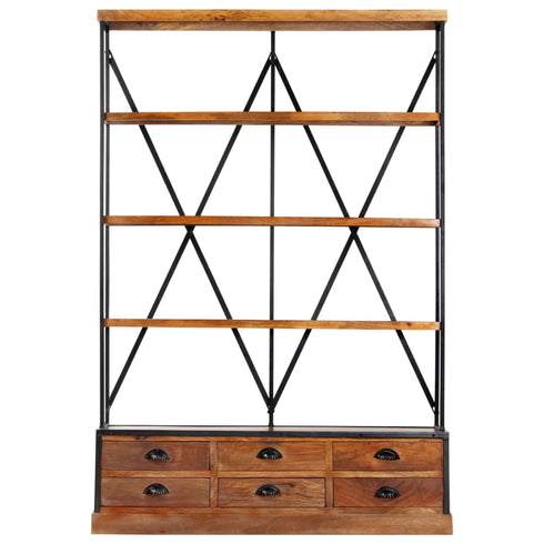 Rustika Rowe -  4Tier Bookcase with 6 Drawers 122x36x181 cm Solid Mango Wood
